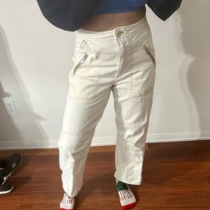 Free People Cream Carpenter High Rise Straight Leg Jeans Size 6